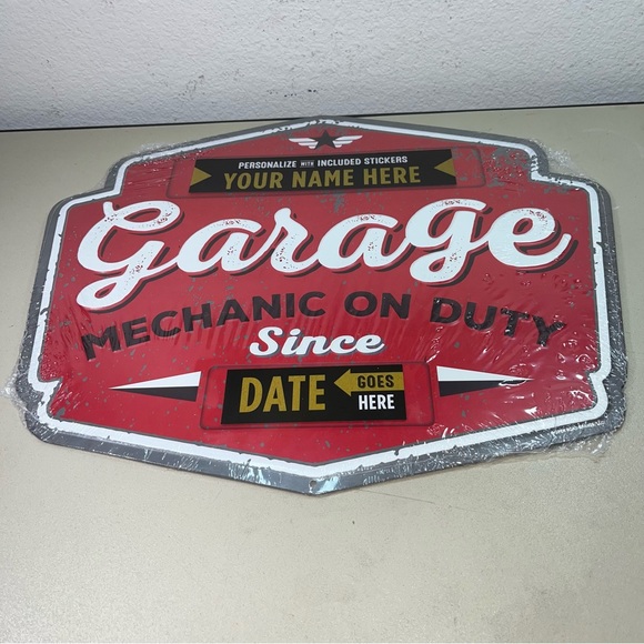 Brand New & Sealed Garage on Duty since Wall sign With Stickers Retro - Picture 4 of 6